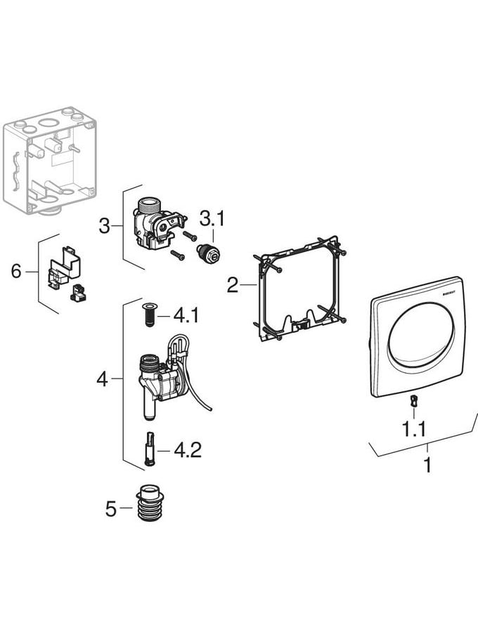 Urinal flush controls with pneumatic flush actuation, Basic