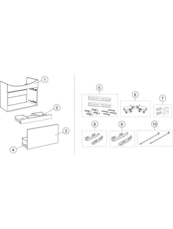 Alakaapit pesualtaalle yhdellä laatikolla ja yhdellä sisälaatikolla (IDO Select)