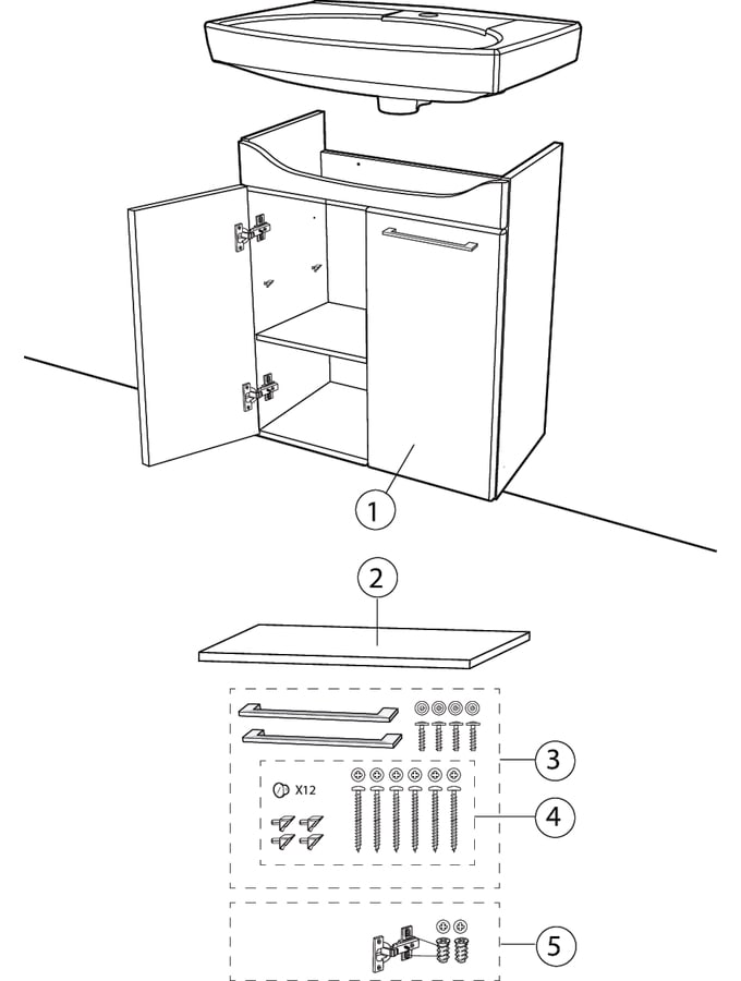 Underskåp för tvättställ, med två dörrar (tillverkningsår 2014–2016) (Ifö Sign)