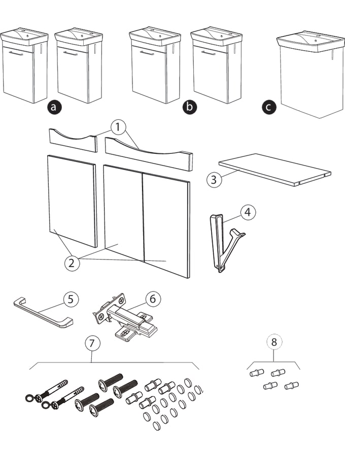 Spintelės praustuvui mažiems vonios kambariams su vienomis arba dvejomis durelėmis (Ifö Spira Square)