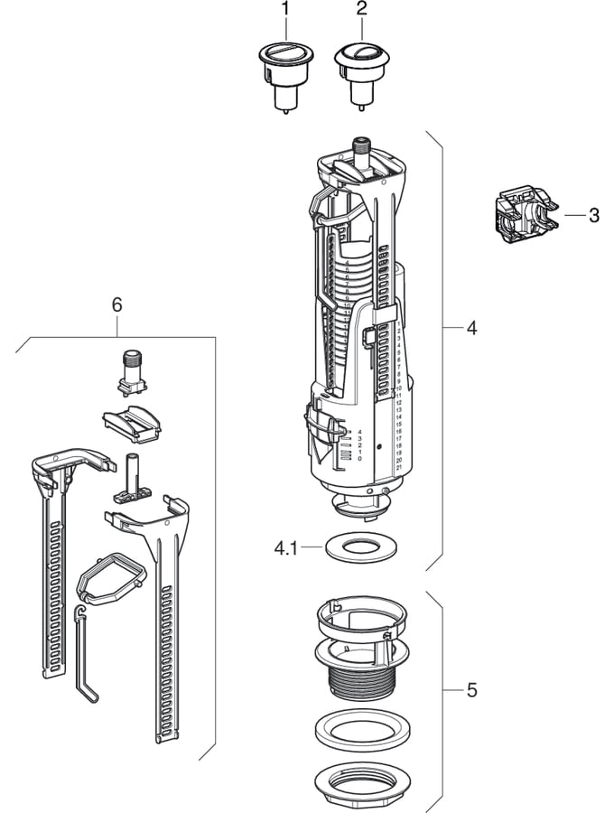 Splakovalni ventili tip 240, dvokoličinsko splakovanje