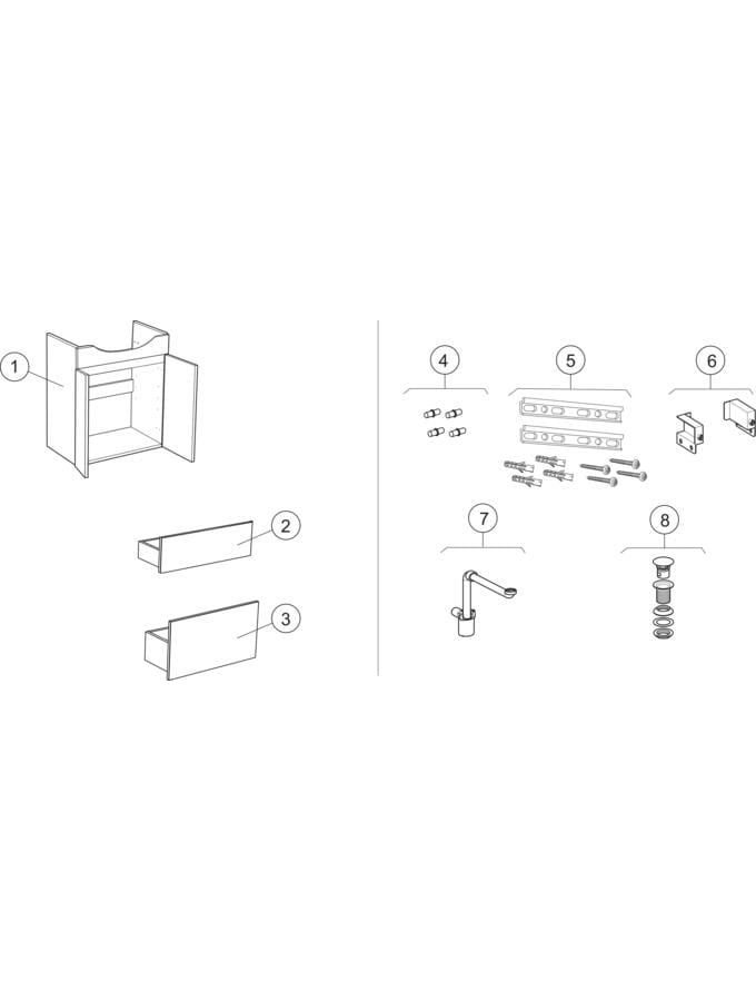 Alakaapit pesualtaalle kahdella ovella tai kahdella laatikolla (IDO Renova, Renova Plus)
