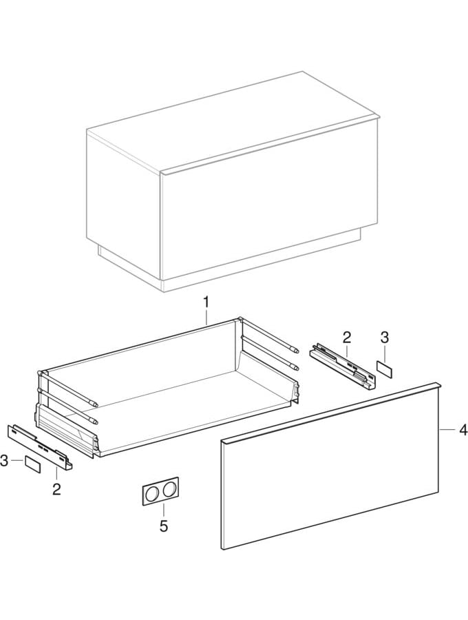 Meubles latéraux bas avec un tiroir (Geberit iCon, Lovely, 345)