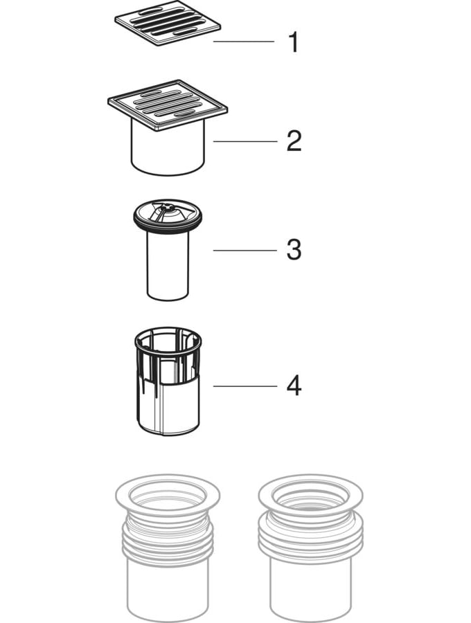 Bodenabläufe steckbar, Schlitzrost 10 x 10 cm