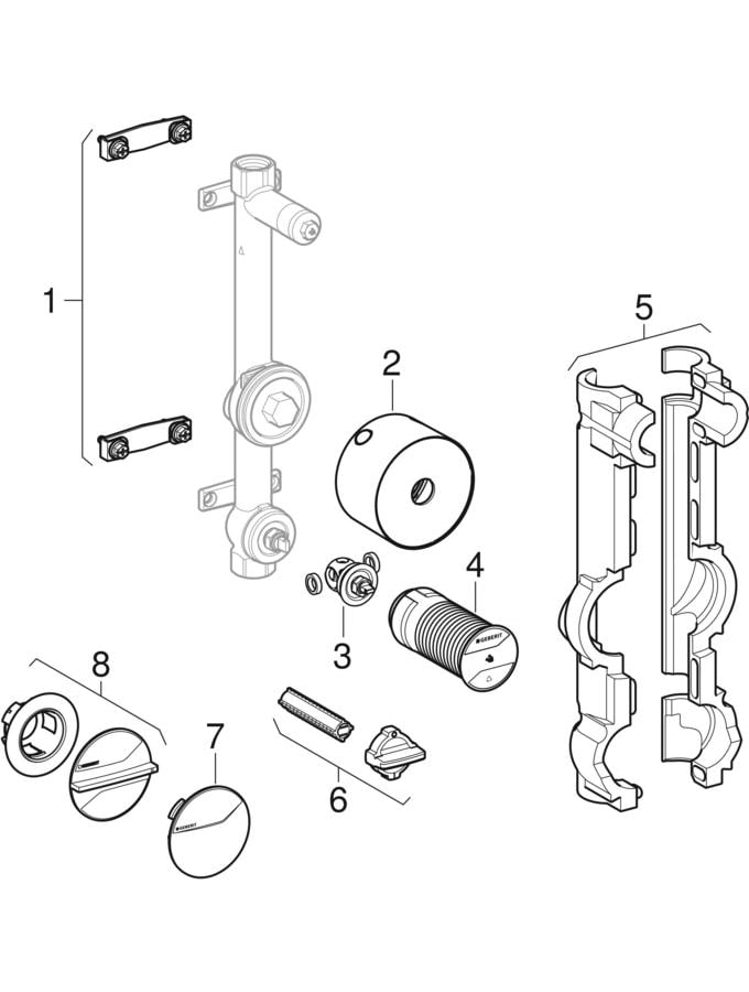Water meter sections with concealed ball valve and connector T-piece