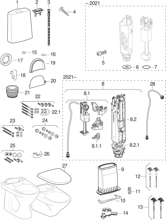 WC med synlig cistern (Ifö/IDO/Porsgrund Pala, Seven D, Seven D 10, Seven D 11, Seven D 13, Seven D 19, Seven D Image)