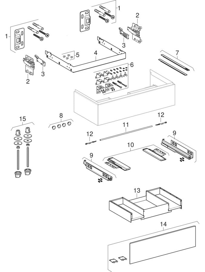 Cabinets for washbasin, with one drawer (Geberit ONE)