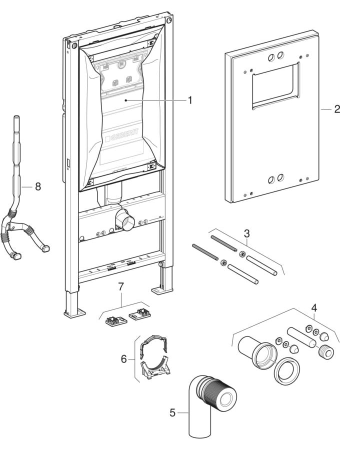 Geberit Duofix elementi sienas tualetes podam, ar 12 cm Sigma zemapmetuma skalojamo tvertni (UP320), TEK