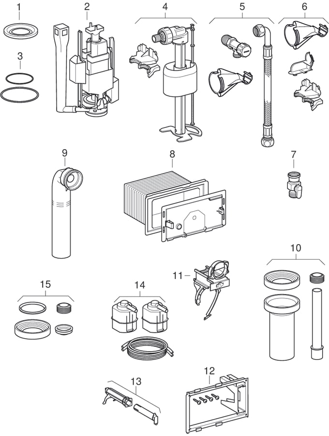 Bâti-supports pour WC suspendu, avec réservoir à encastrer Qfx