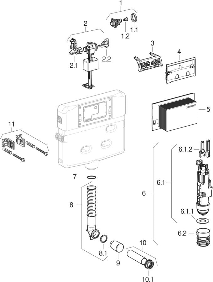 Alpha concealed cisterns 8 cm, IN