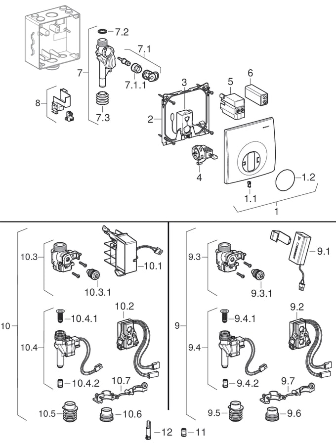 Urinal flush controls with electronic flush actuation, mains operation, cover plate Mambo