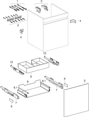 Unterschränke für Waschtisch, schmaler Rand (Geberit Renova Nr. 1 Plan, Renova Plan)