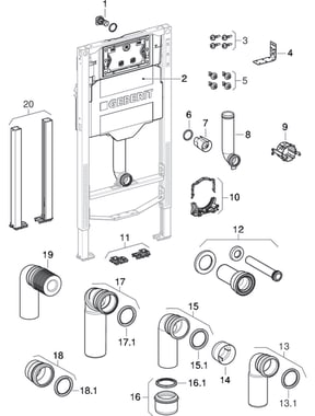 Geberit Duofix elementai vaikų ir mažylių WC puodui, su Sigma potinkiniu bakeliu 12 cm (UP320)