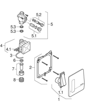 Urinal flush controls with pneumatic flush actuation, actuator plate Highline