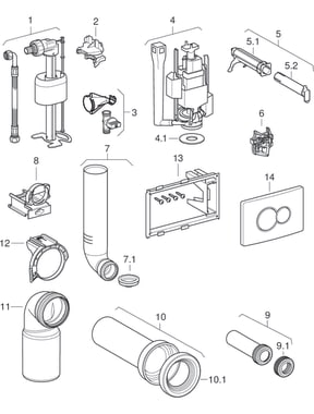 Installation elements for wall-hung WC, with Technic concealed cistern