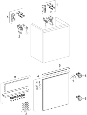 Cabinets for handrinse basin, with one door (Geberit iCon)