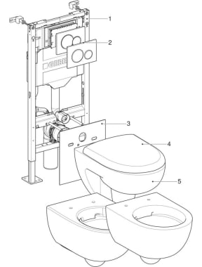 Bâti-supports Geberit Duofix pour WC suspendu, avec réservoir à encastrer Sigma 12 cm (UP320), avec plaque de déclenchement, avec WC suspendu