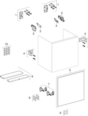 Cabinets for handrinse basin, with one door