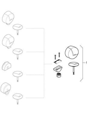 Conjuntos de montagem final d52, para válvula completa de banheira com comando rotativo e curva de esgoto