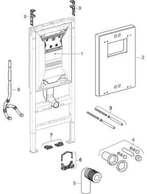 Geberit Duofix elementai pakabinamas WC puodas, su Sigma potinkiniu bakeliu 12 cm (UP320), TEK