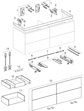 Cabinets for washbasin, with four drawers (Geberit ONE)