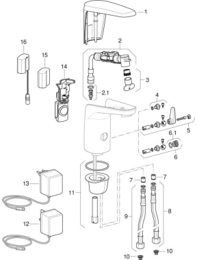 Type 80 washbasin taps, mains operation / battery operation
