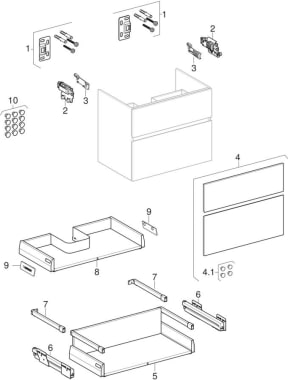 Cabinets for washbasin, with two drawers
