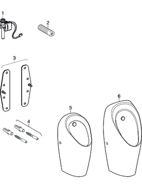 Renovation sets for electronic urinal flush control, cover plate 13 x 13 cm, for installation element, screwed inlet